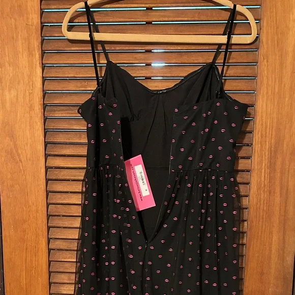 NWT BETSEY JOHNSON Women's 💋💋💋Raven Black Tulle Mesh Valentine’s Day Dress - Picture 5 of 10